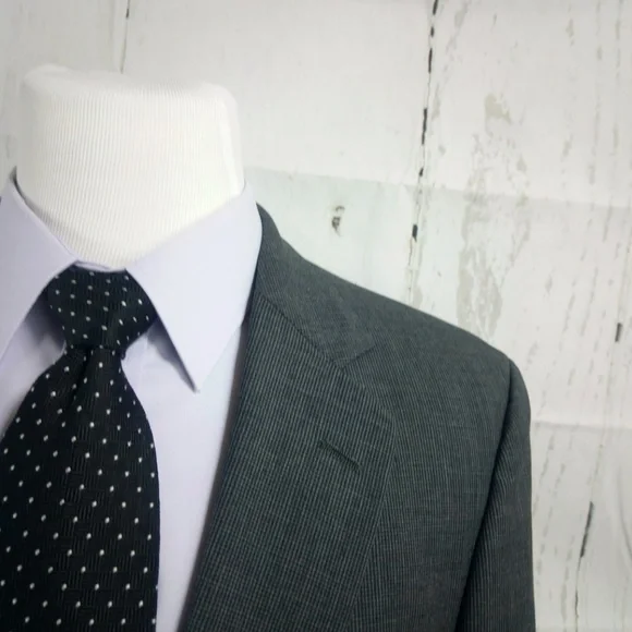 Joseph & Feiss Dillard's 42R 2 Button Gray Check Twill Suit Blazer Sport… - Picture 2 of 8